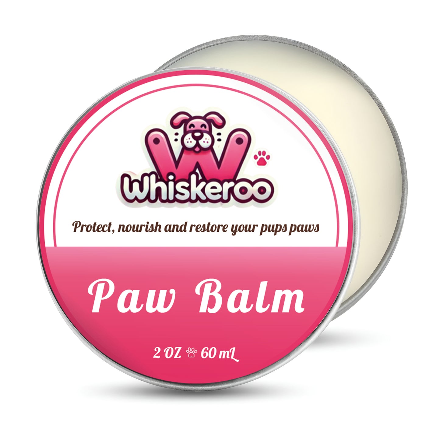 Whiskeroo Dog Paw Balm – Natural Paw Protector with Mango Butter & Tea Tree Oil, Soothes & Repairs Dry, Cracked Paws – Ideal for Hot Pavement & Rough Terrain, Safe for All Breeds (2 oz)